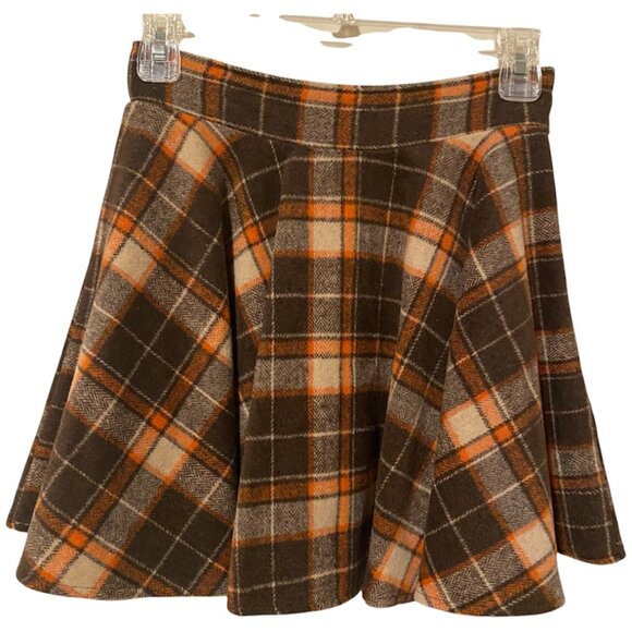 Grace Melody Plaid Brown/Orange Girls Skirt Size Small - Picture 2 of 7